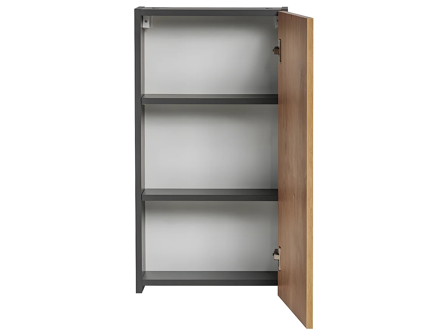 Meuble haut de salle de bain - Gris diamant et chêne hamilton - L40-H75-P16 - MARSEILLA