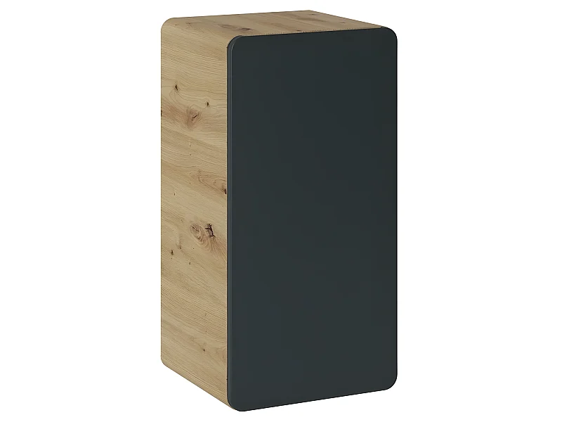 Caisson meuble bas de salle de bain - Chêne artisanal doré et noir mat - L35-H65-P32 - ARRIBA