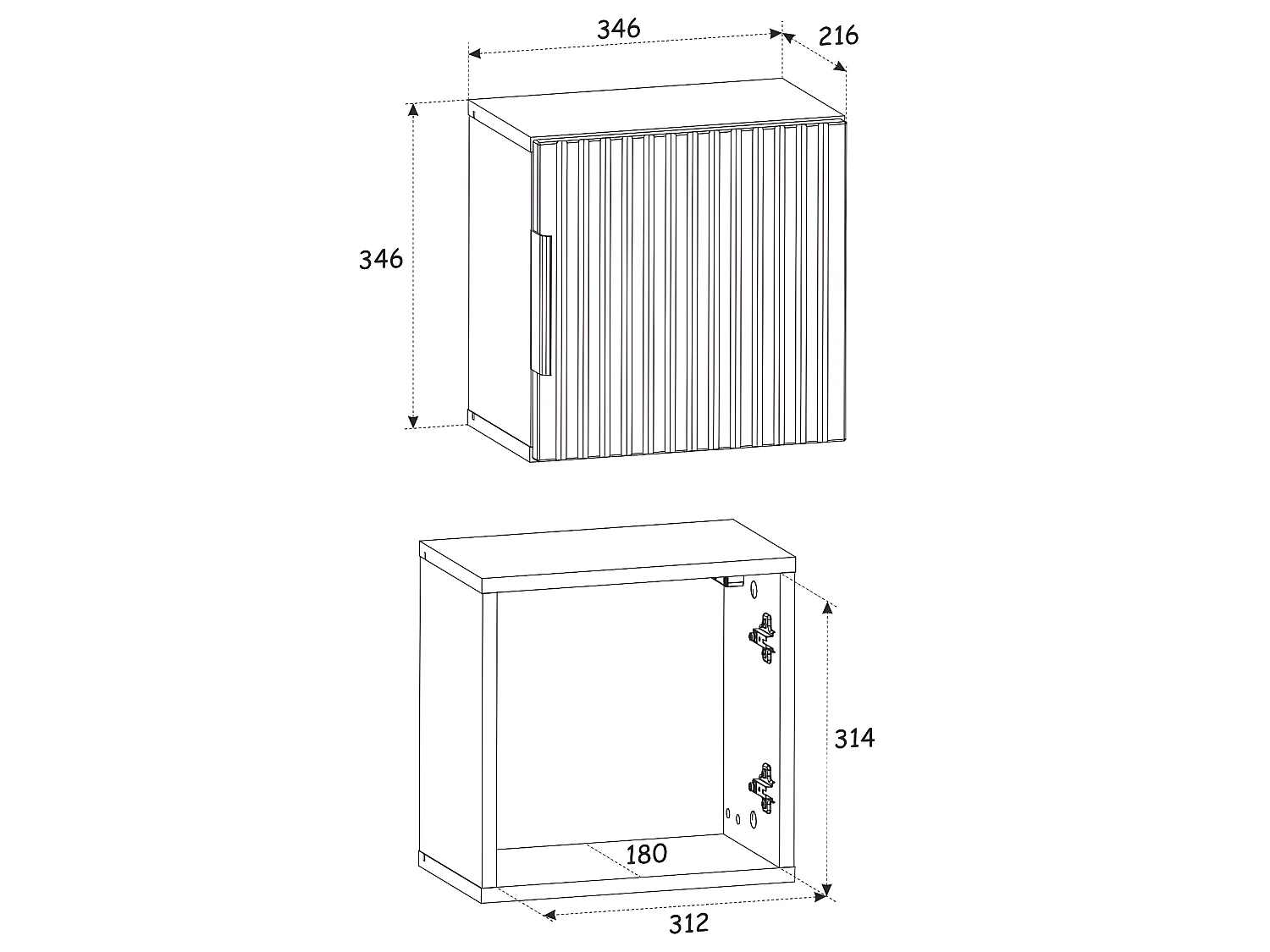 Meuble haut de salle de bain - Gris roche et chêne Wotan - L35-H35-P22 - LUXILO