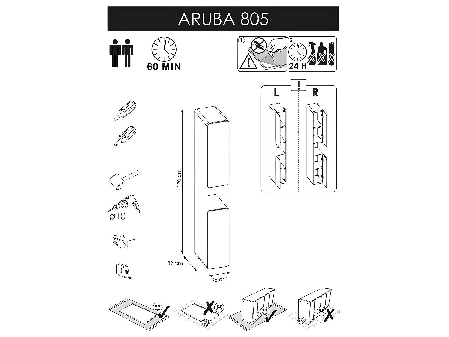 Colonne de salle de bain - Chêne artisanal doré et blanc brillant - L25-H170-P39 - ARRIBA