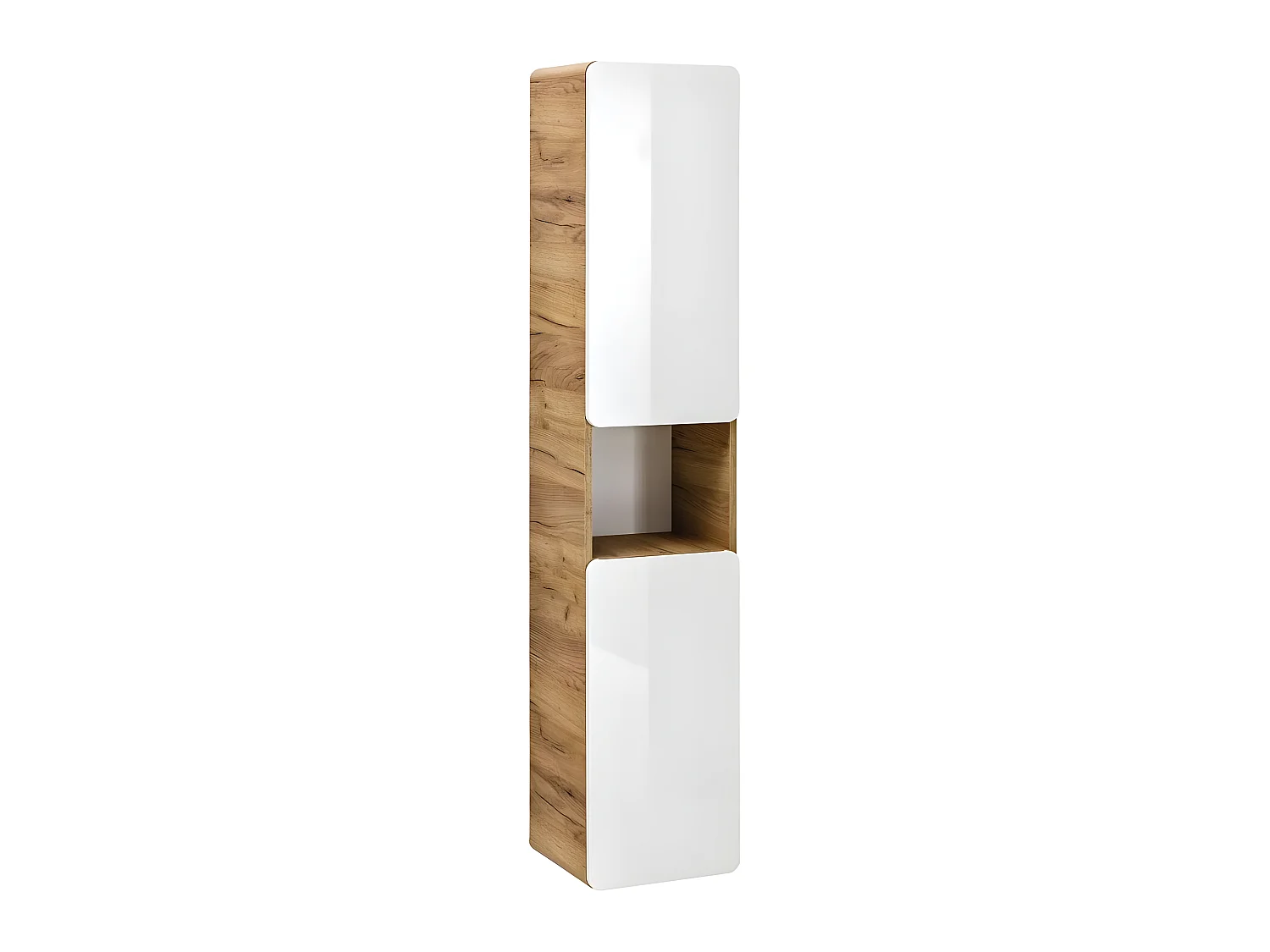 Colonne de salle de bain - Chêne artisanal doré et blanc brillant - L25-H170-P39 - ARRIBA