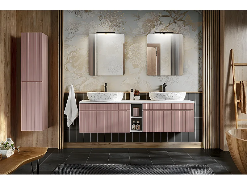 Colonne de salle de bain - Rose antique et blanc alpin - L35-H160-P33 - AREA