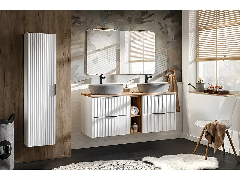 Colonne de salle de bain - Blanc - L35-H140-P25 - MONA WHITE