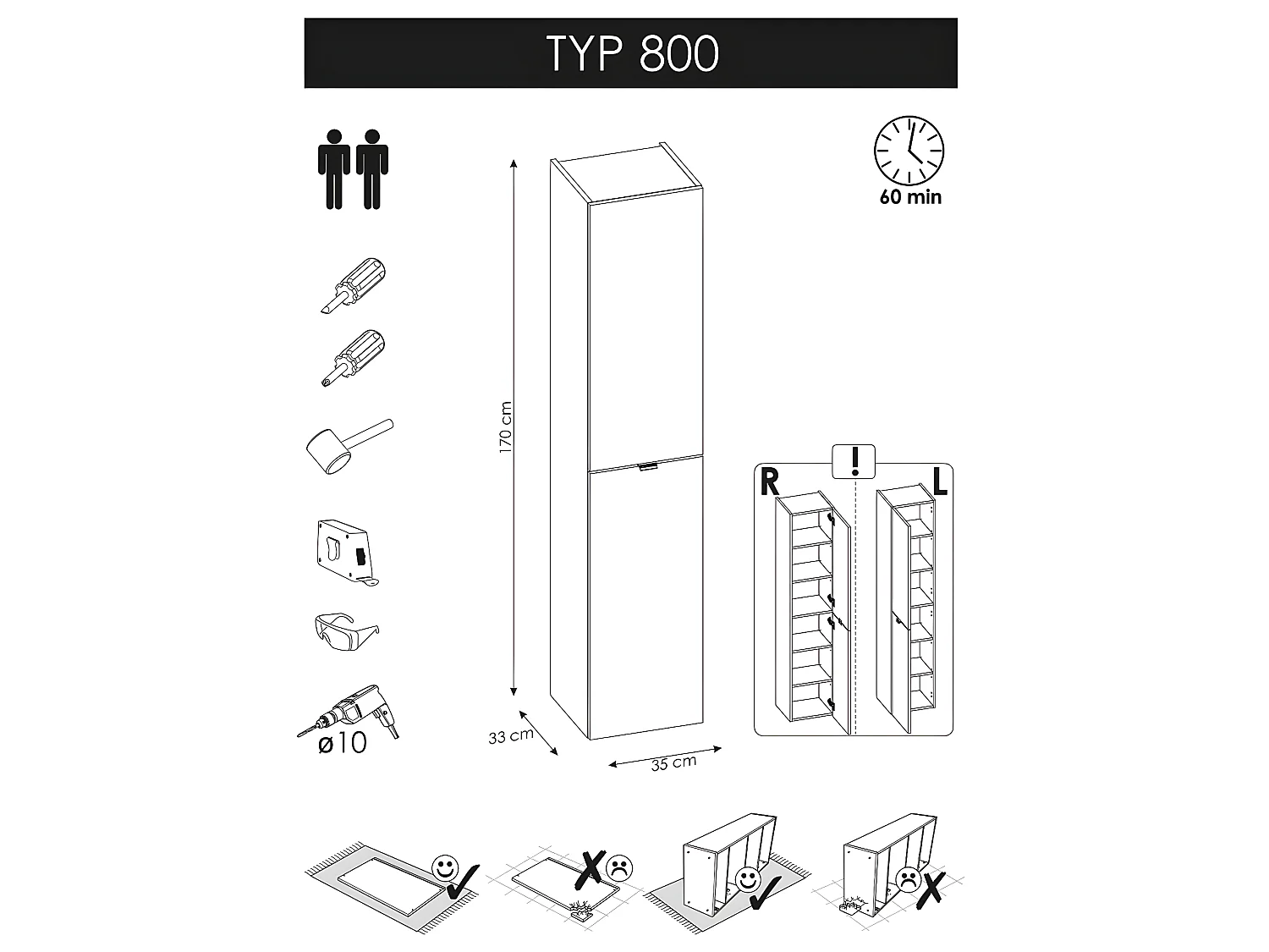 Colonne de salle de bain - Chêne artisanal doré et blanc brillant - L35-H170-P33 - ELENA