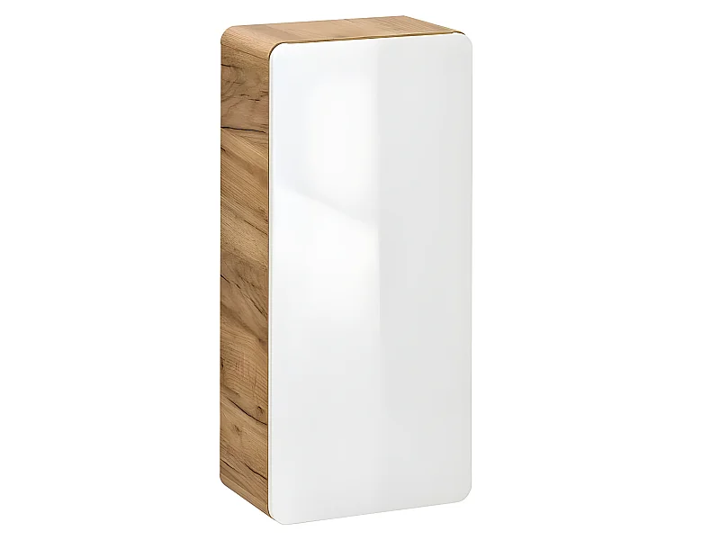 Caisson meuble haut de salle de bain - Chêne artisanal doré et blanc brillant - L35-H75-P22 - ARRIBA