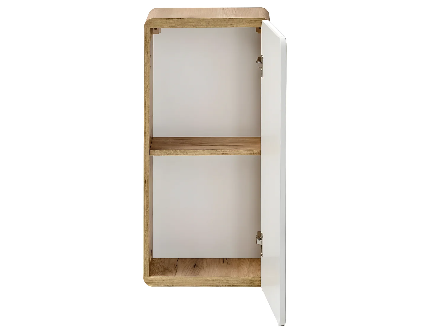 Caisson meuble haut de salle de bain - Chêne artisanal doré et blanc brillant - L35-H75-P22 - ARRIBA