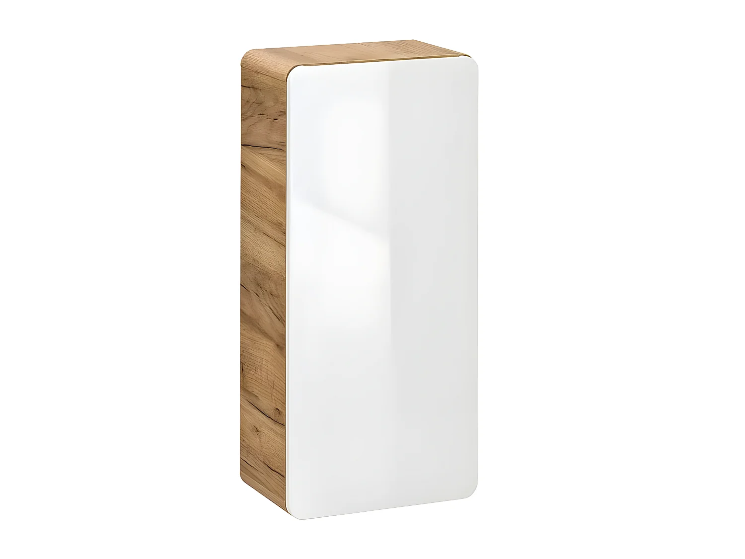 Caisson meuble haut de salle de bain - Chêne artisanal doré et blanc brillant - L35-H75-P22 - ARRIBA