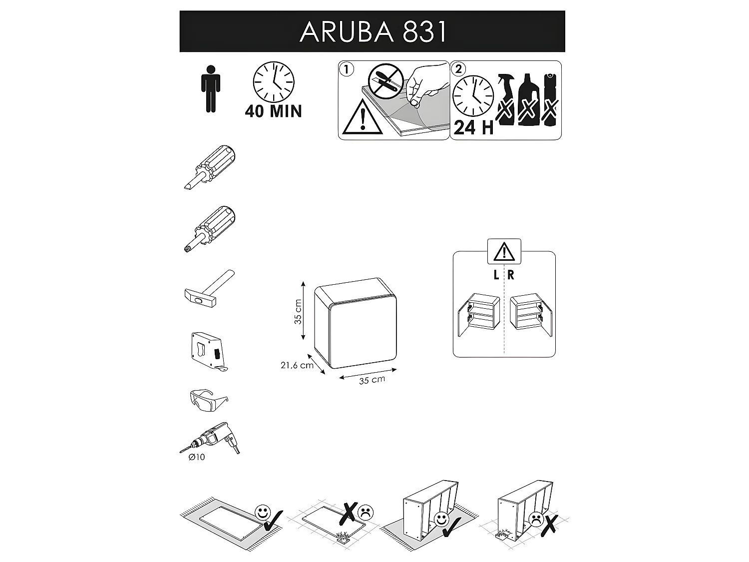 Caisson meuble haut de salle de bain - Chêne artisanal doré - L35-H35-P22 - ARRIBA