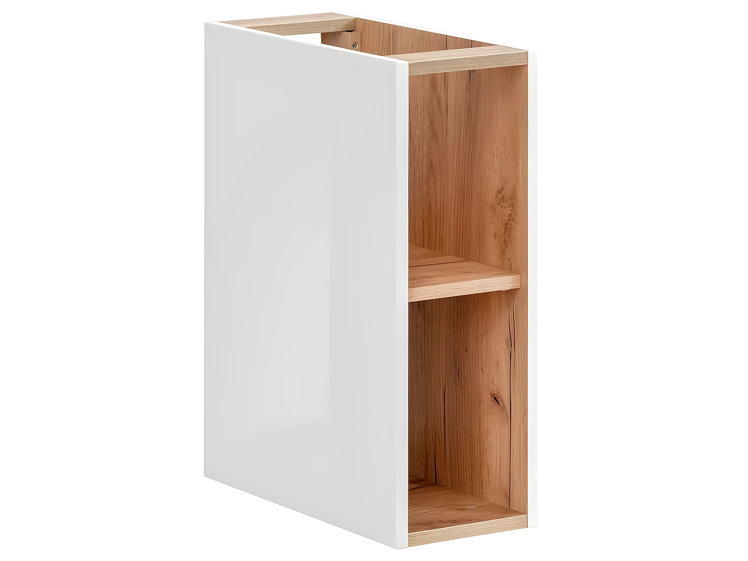 Caisson meuble bas de salle de bain - Chêne artisanal doré et blanc brillant - L20-H57-P44 - ELENA