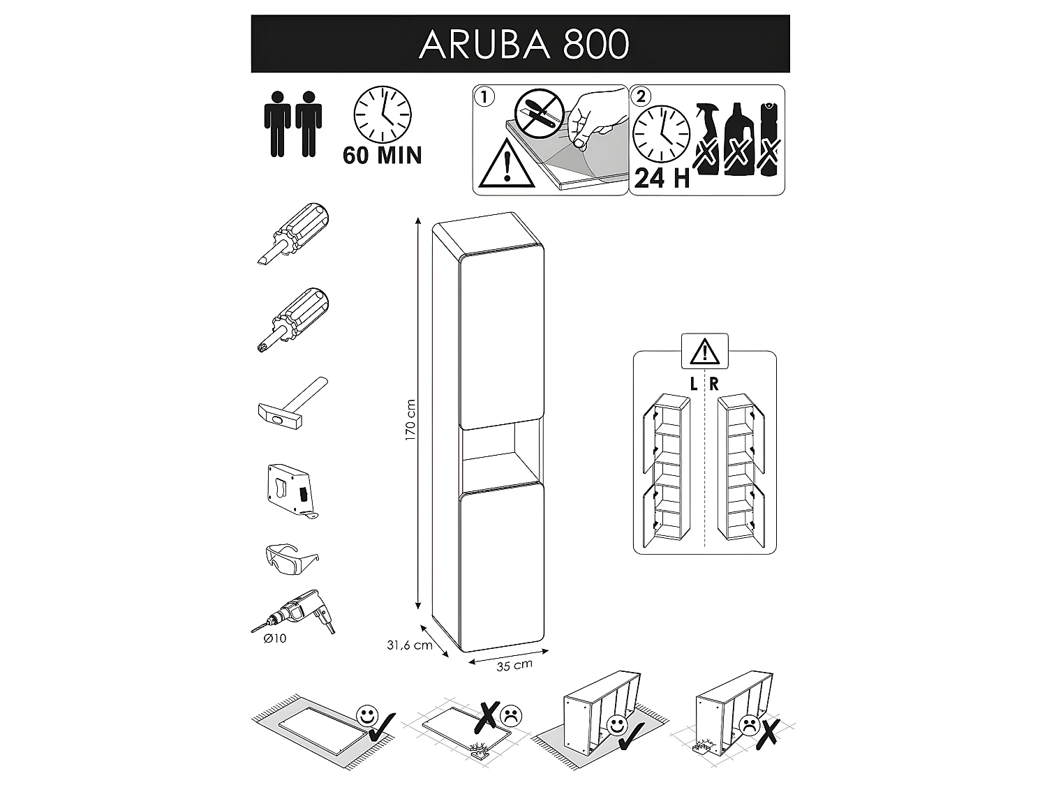 Colonne de salle de bain - Chêne artisanal doré - L35-H170-P32 - ARRIBA
