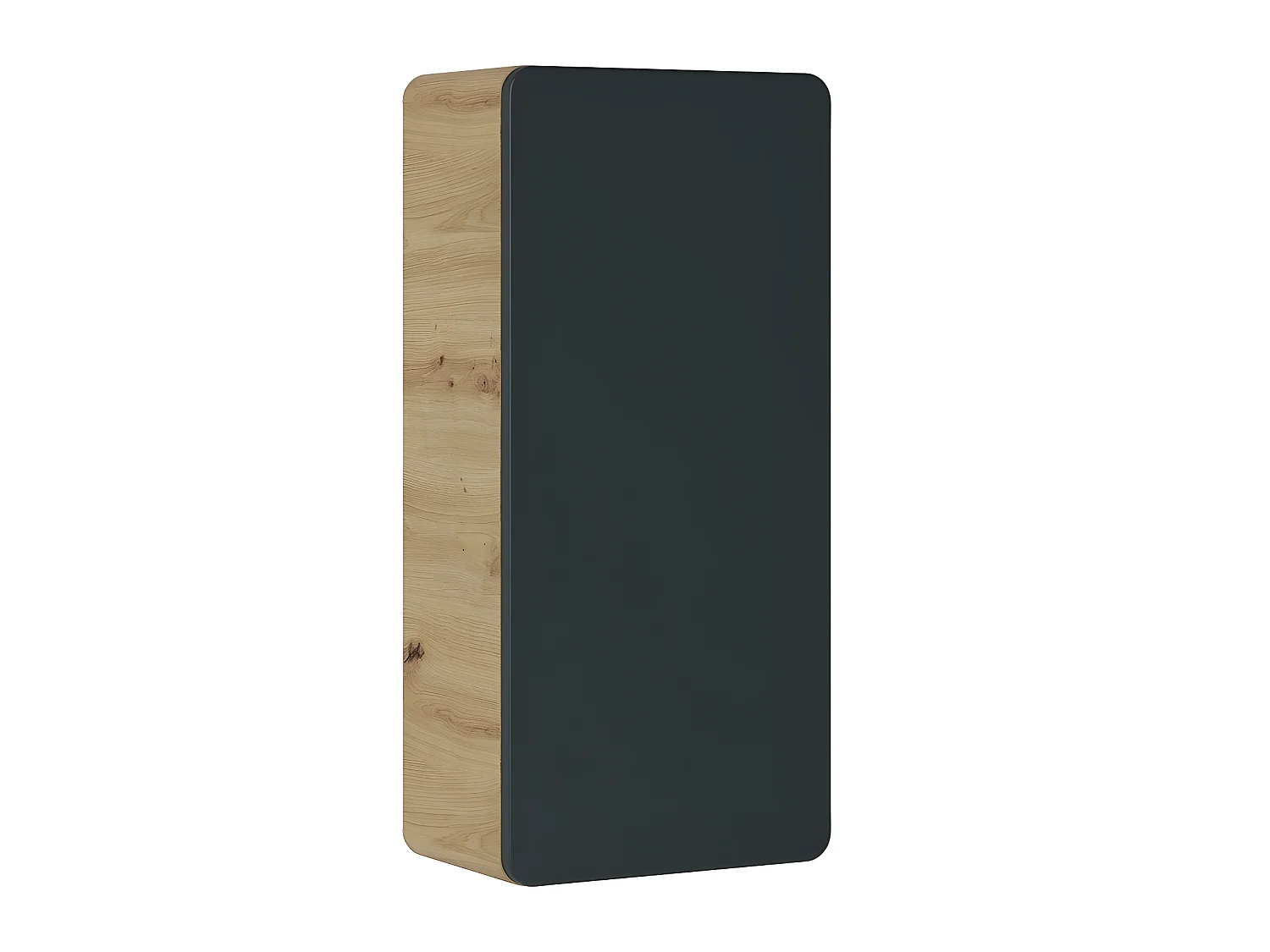 Caisson meuble haut de salle de bain - Chêne artisanal doré et noir mat - L35-H75-P22 - ARRIBA