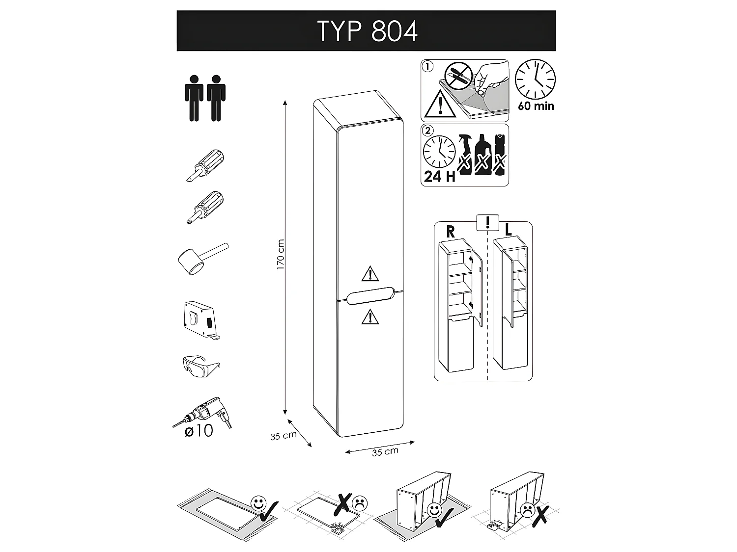 Colonne de salle de bain avec panier à linge inclus - Chêne artisanal doré - L35-H170-P35 - ARRIBA