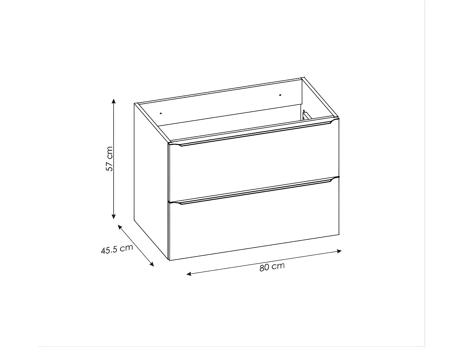 Meuble sous lavabo de salle de bain | ELENA  CHÊNE | L.80 - H.57 - P.45,5