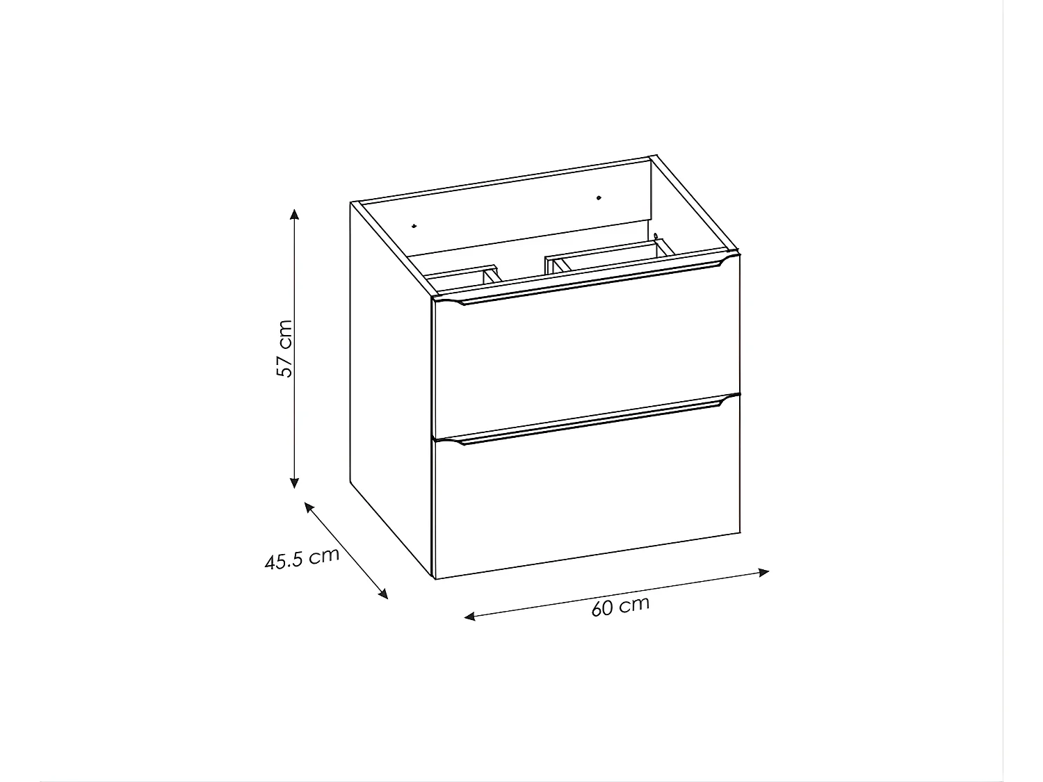 Meuble sous lavabo de salle de bain | ELENA  NOIR| L.60 - H.57 - P.45,5
