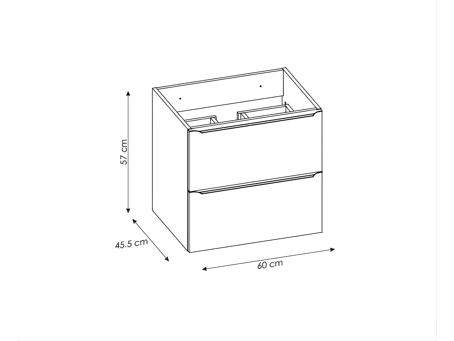 Meuble sous lavabo de salle de bain | ELENA  NOIR| L.60 - H.57 - P.45,5