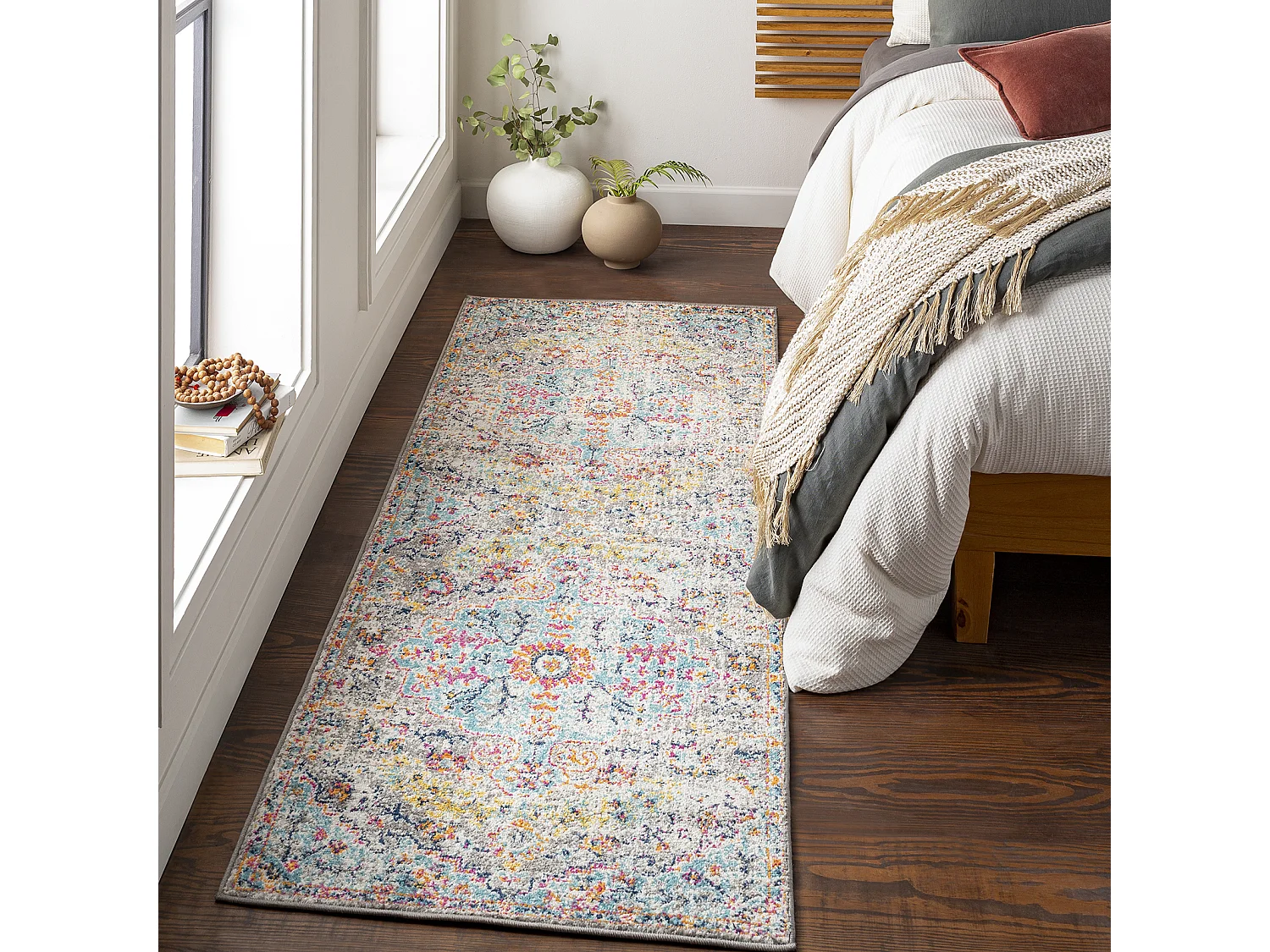 Vintage Oosters Loper Gang - Meerkleurig/Grijs - 80x220cm - LOU