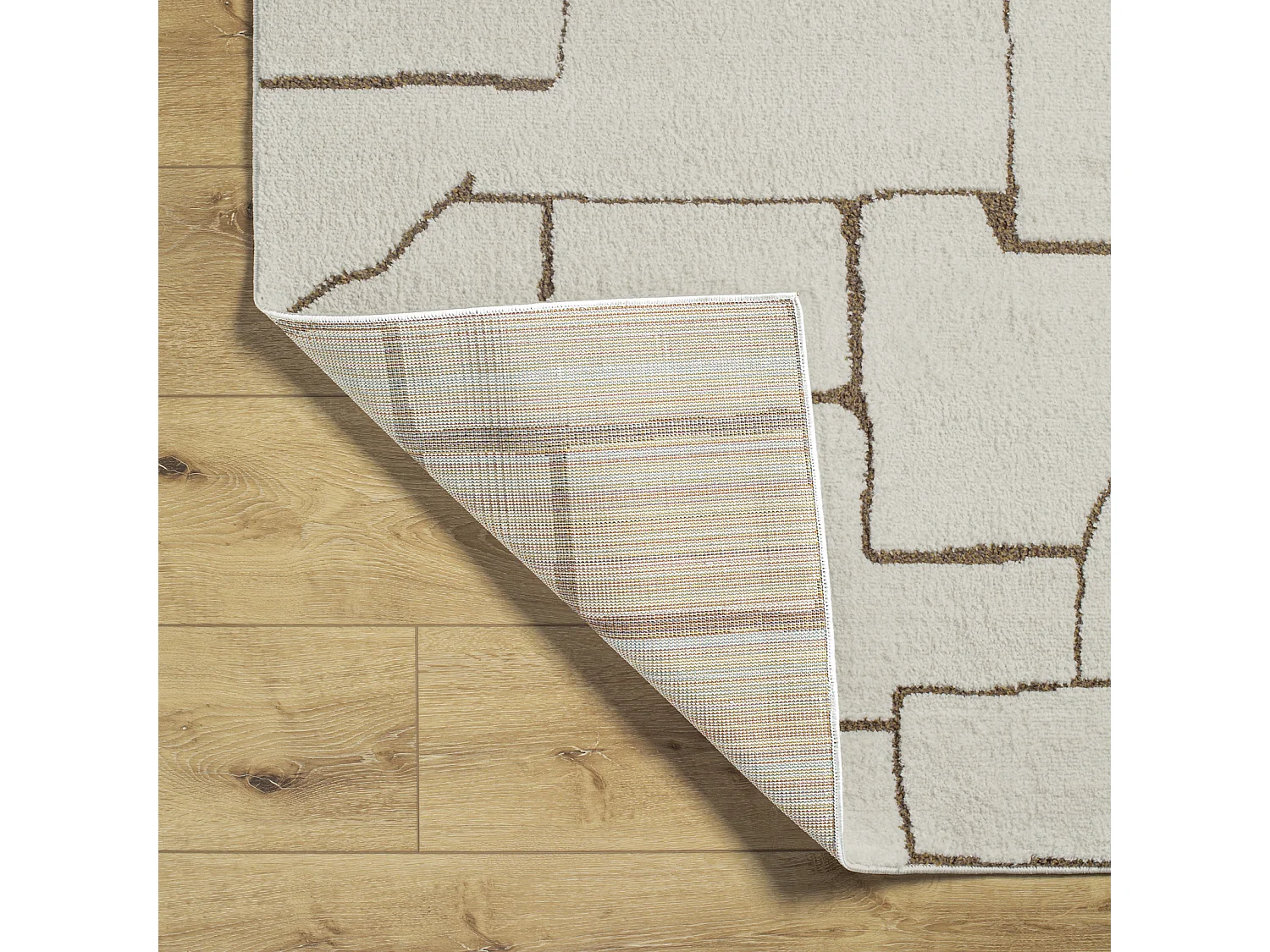 Tapis Scandinave Moderne - Ivoire/Marron - 200x275cm - ALMA