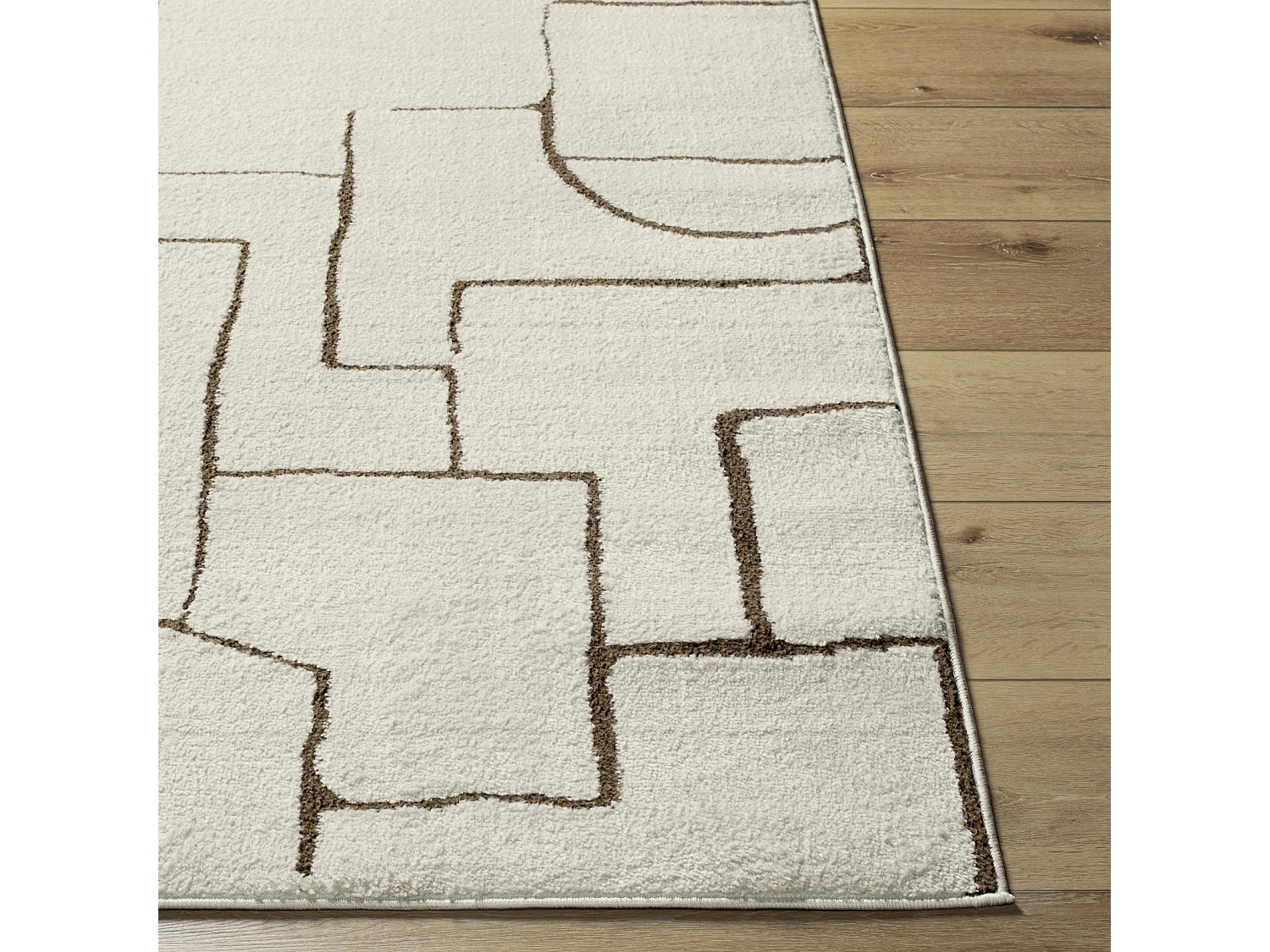 Tapis Scandinave Moderne - Ivoire/Marron - 200x275cm - ALMA