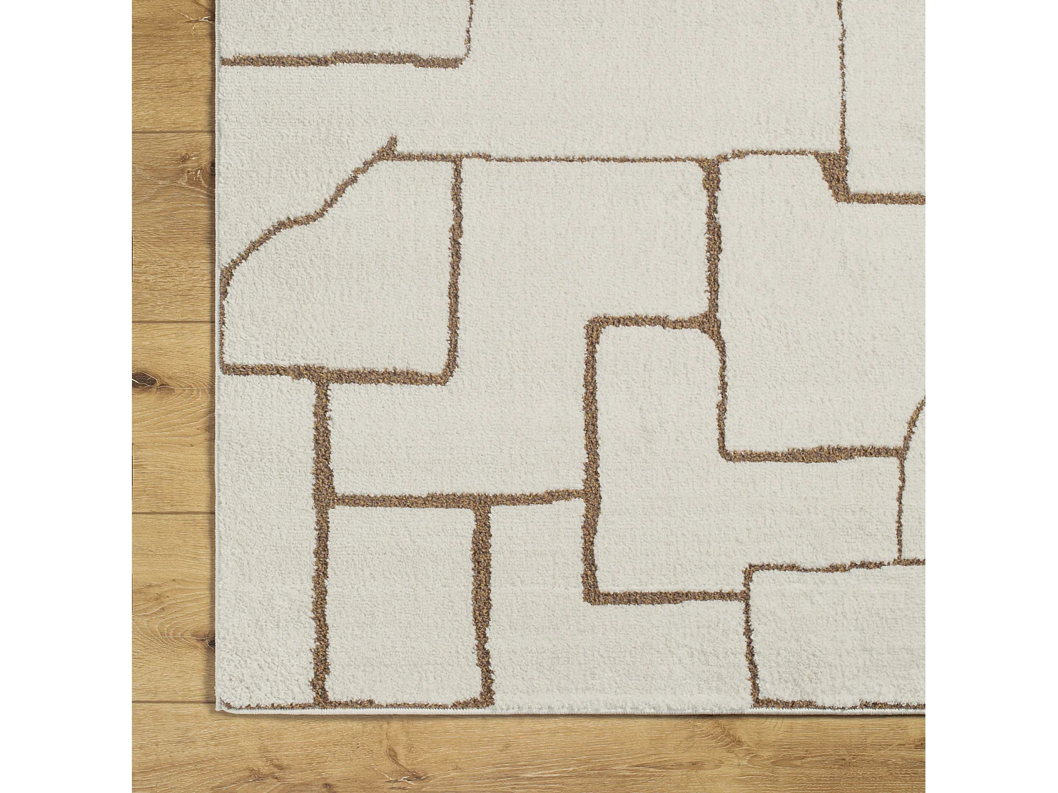 Tapis Scandinave Moderne - Ivoire/Marron - 200x275cm - ALMA