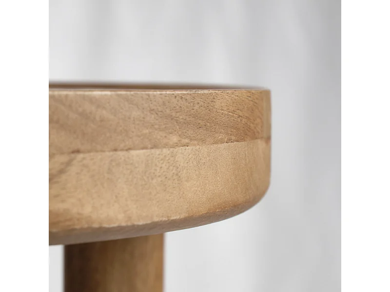 Table d'appoint ronde D. 40 cm en bois de manguier et marbre - AVRIL