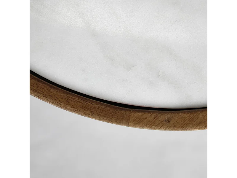 Table d'appoint ronde D. 40 cm en bois de manguier et marbre - AVRIL