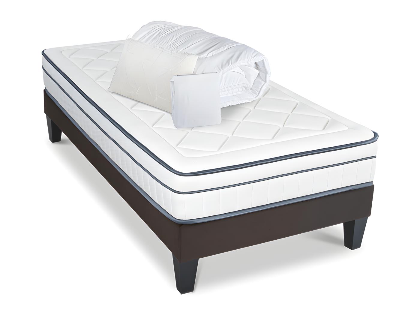 BELLECOUR LITERIE Pack Prêt à dormir BARTOLDI 90x200 cm Matelas Ressorts ensachés Sommier