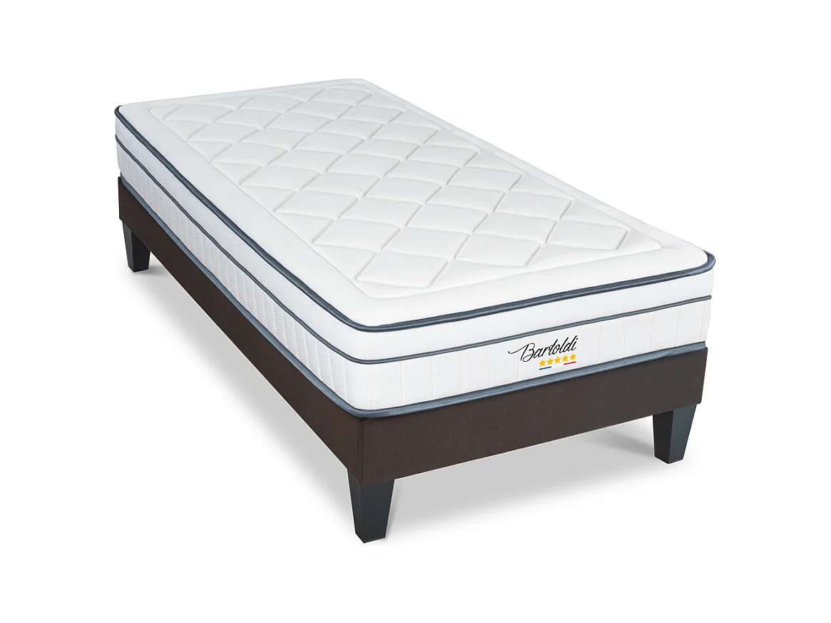 BELLECOUR LITERIE | Ensemble BARTOLDI 90x200 cm | Matelas Ressorts ensachés + Sommier Bois