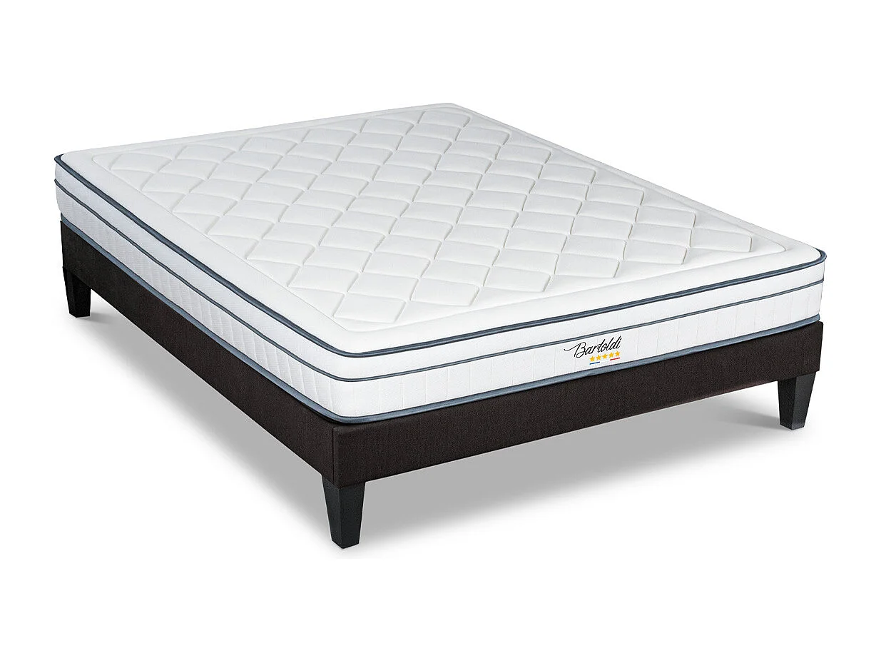 BELLECOUR LITERIE | Ensemble BARTOLDI 90x200 cm | Matelas Ressorts ensachés + Sommier Bois