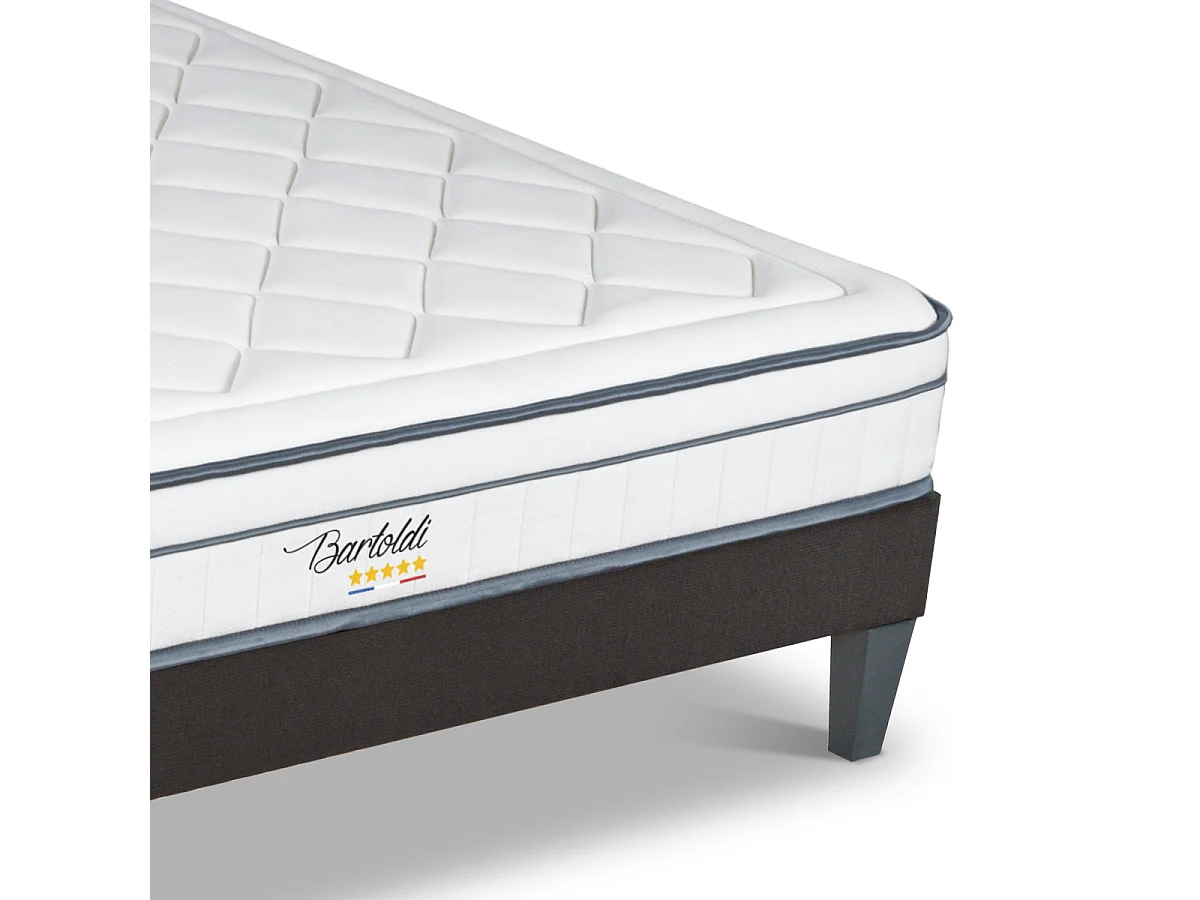 Ensemble Bartoldi 90x200 cm Matelas Ressorts ensachés + Sommier Bois