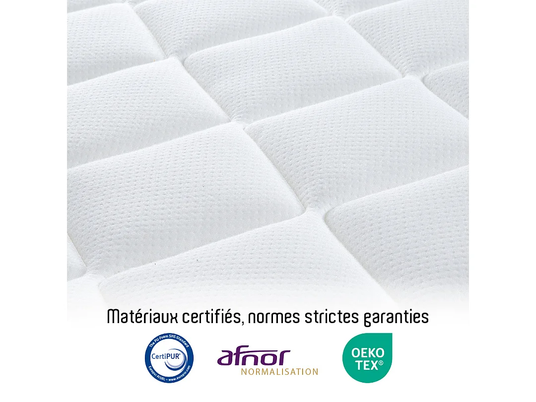BELLECOUR LITERIE | Pack Prêt à dormir BARTOLDI 90x190 cm | Matelas Ressorts ensachés + Sommier + Accessoires