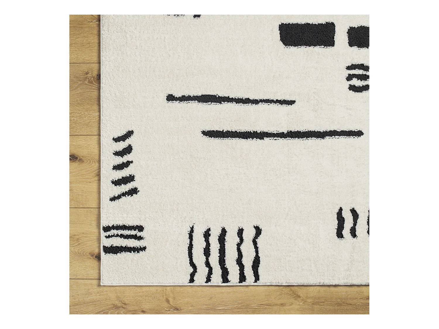 Tapis Scandinave Moderne - Ivoire/Noir - 200x275cm - RITA