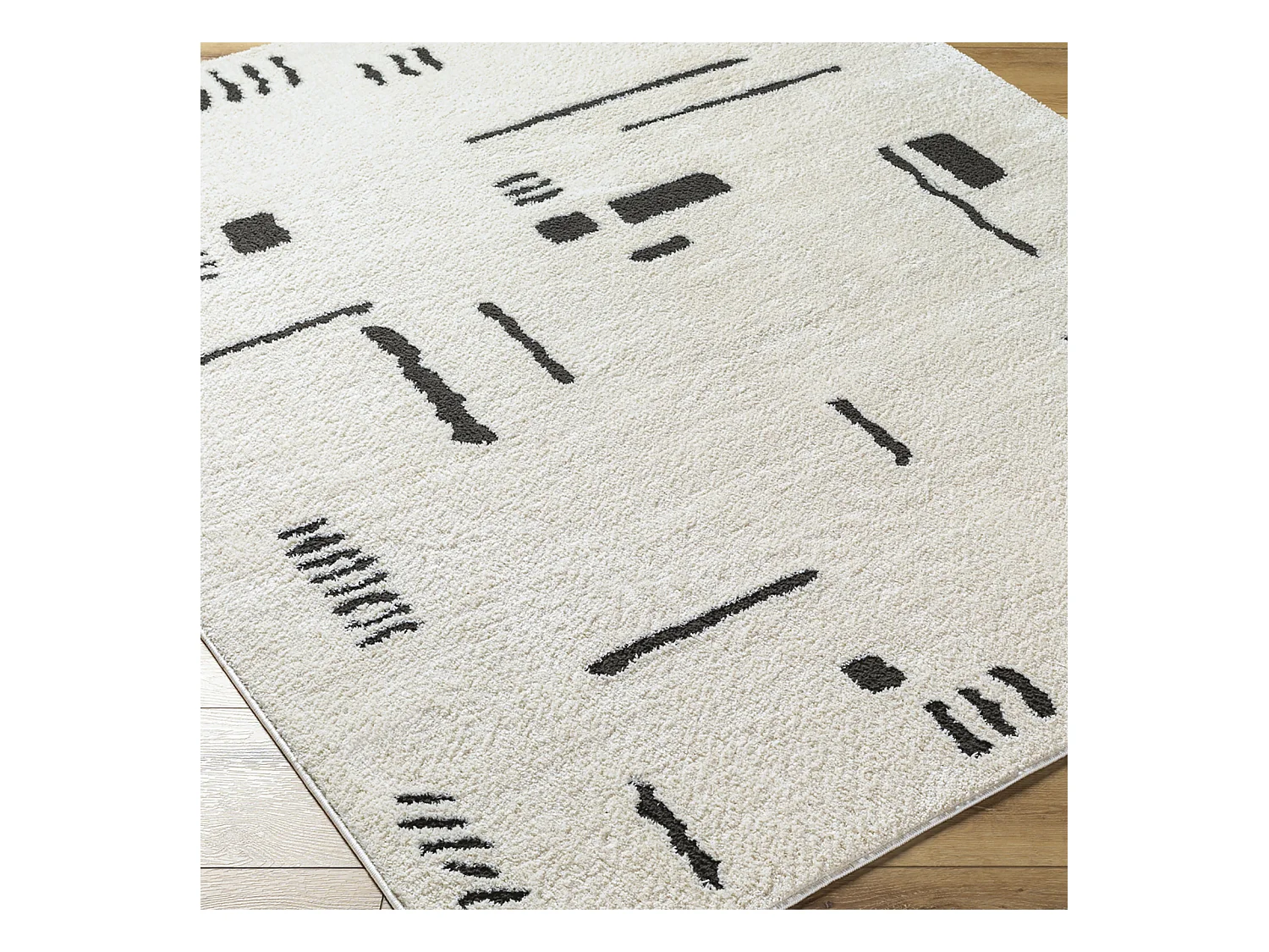 Tapis Scandinave Moderne - Ivoire/Noir - 200x275cm - RITA