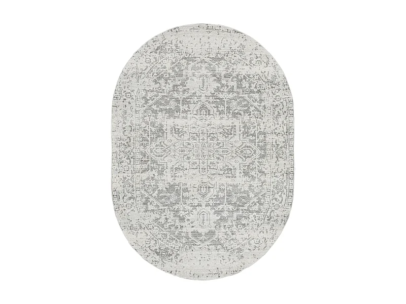 Tapis Oval Vintage Oriental - Gris/Blanc - 200x275cm - JULIETTE