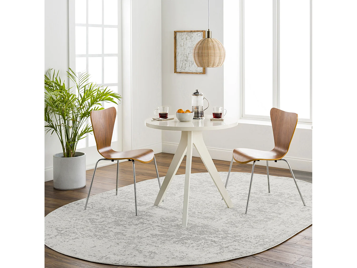 Tappeto Ovale Vintage Orientale - Grigio/Bianco - 200x275cm - JULIETTE