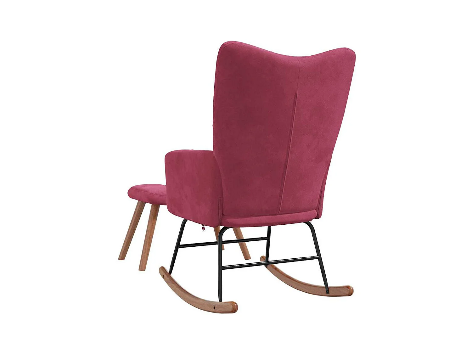 Schommelstoel met voetenbank fluweel wijnrood