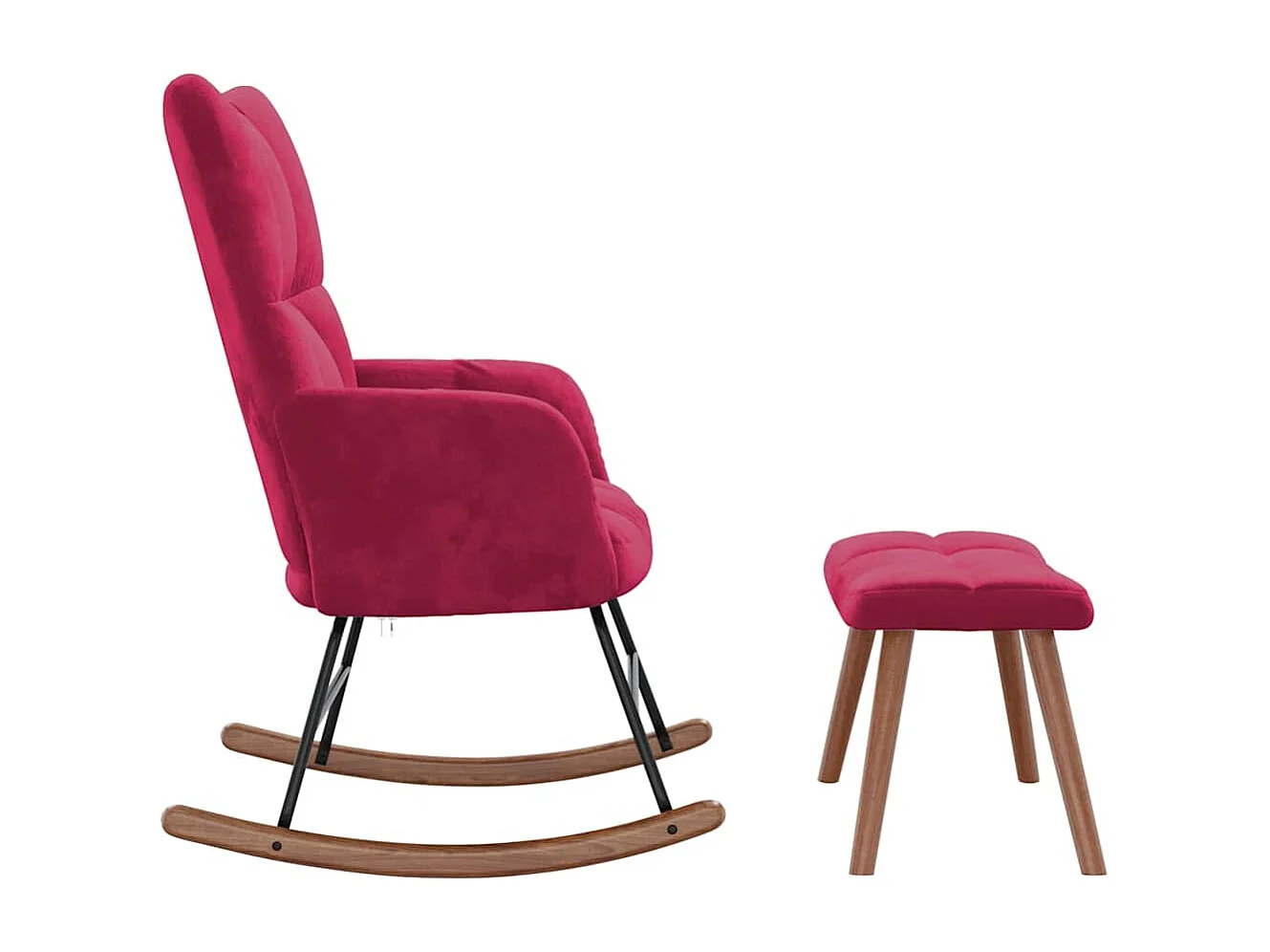 Schaukelstuhl mit Hocker Samt Weinrot