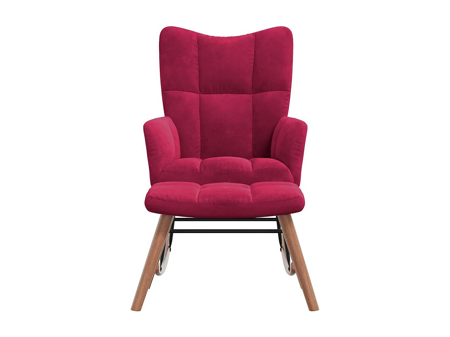 Chaise à bascule avec repose-pied Rouge bordeaux Velours