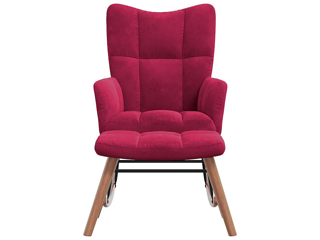 Chaise à bascule avec repose-pied Rouge bordeaux Velours