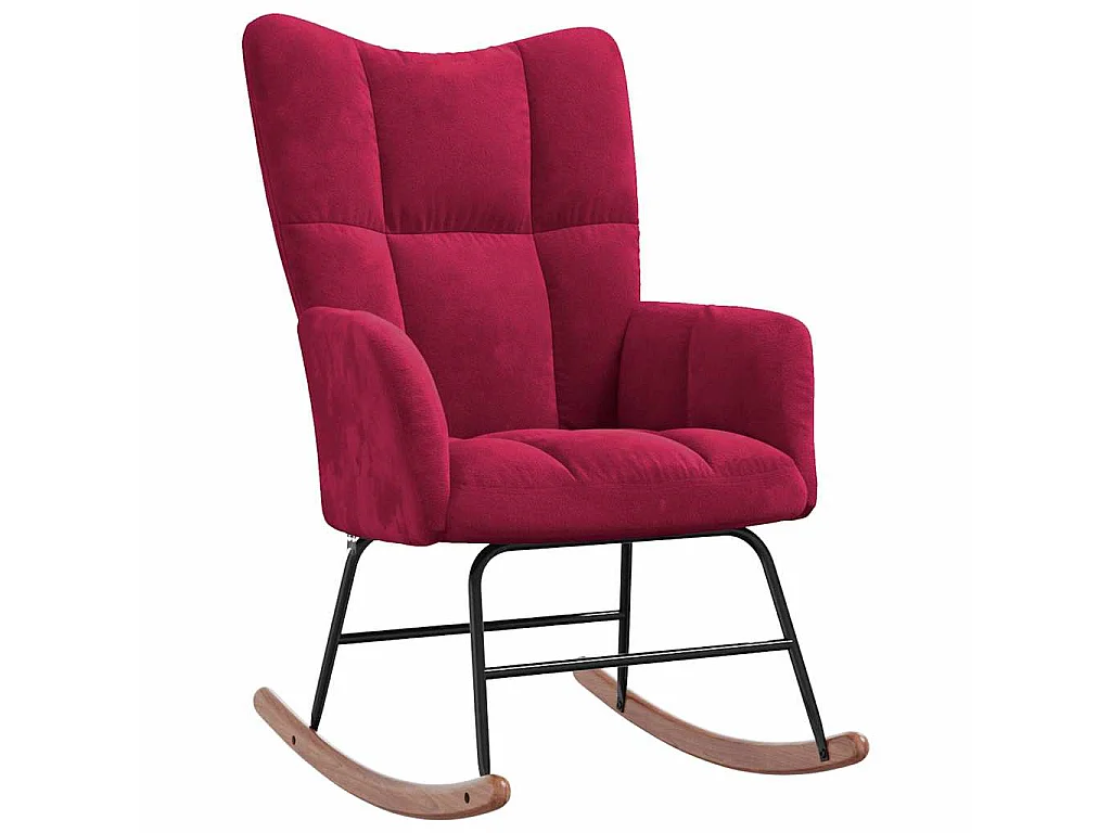 Chaise à bascule avec repose-pied Rouge bordeaux Velours