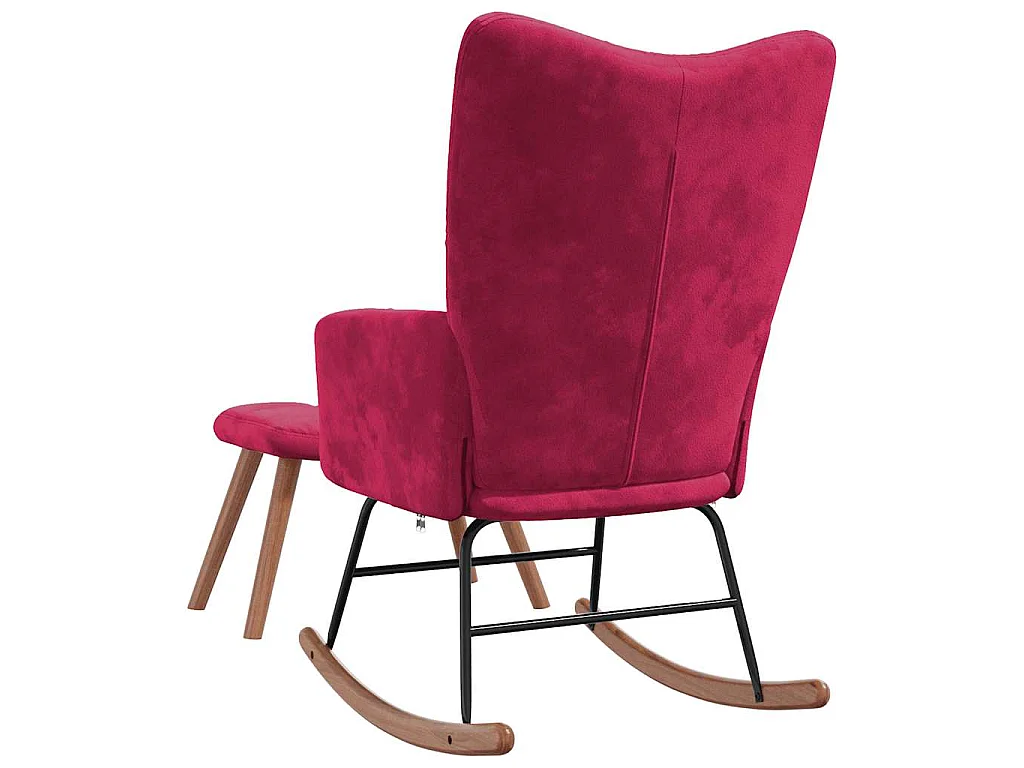 Chaise à bascule avec repose-pied Rouge bordeaux Velours