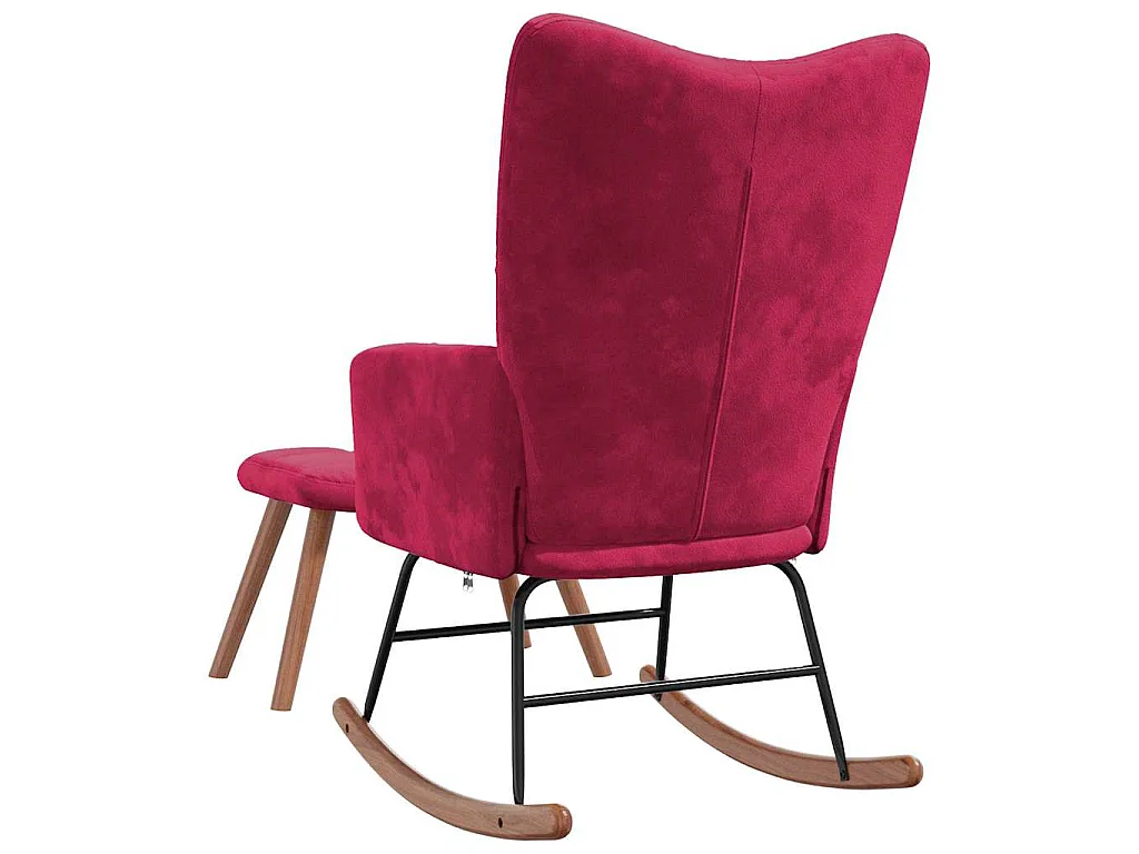 Chaise à bascule avec repose-pied Rouge bordeaux Velours