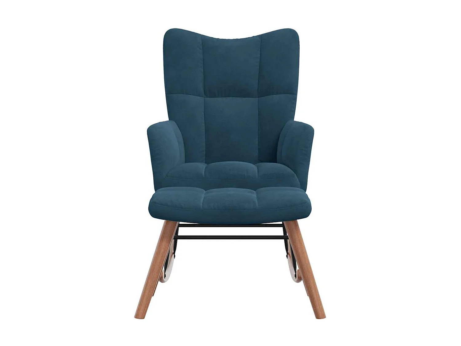 Chaise à bascule avec tabouret en velours bleu