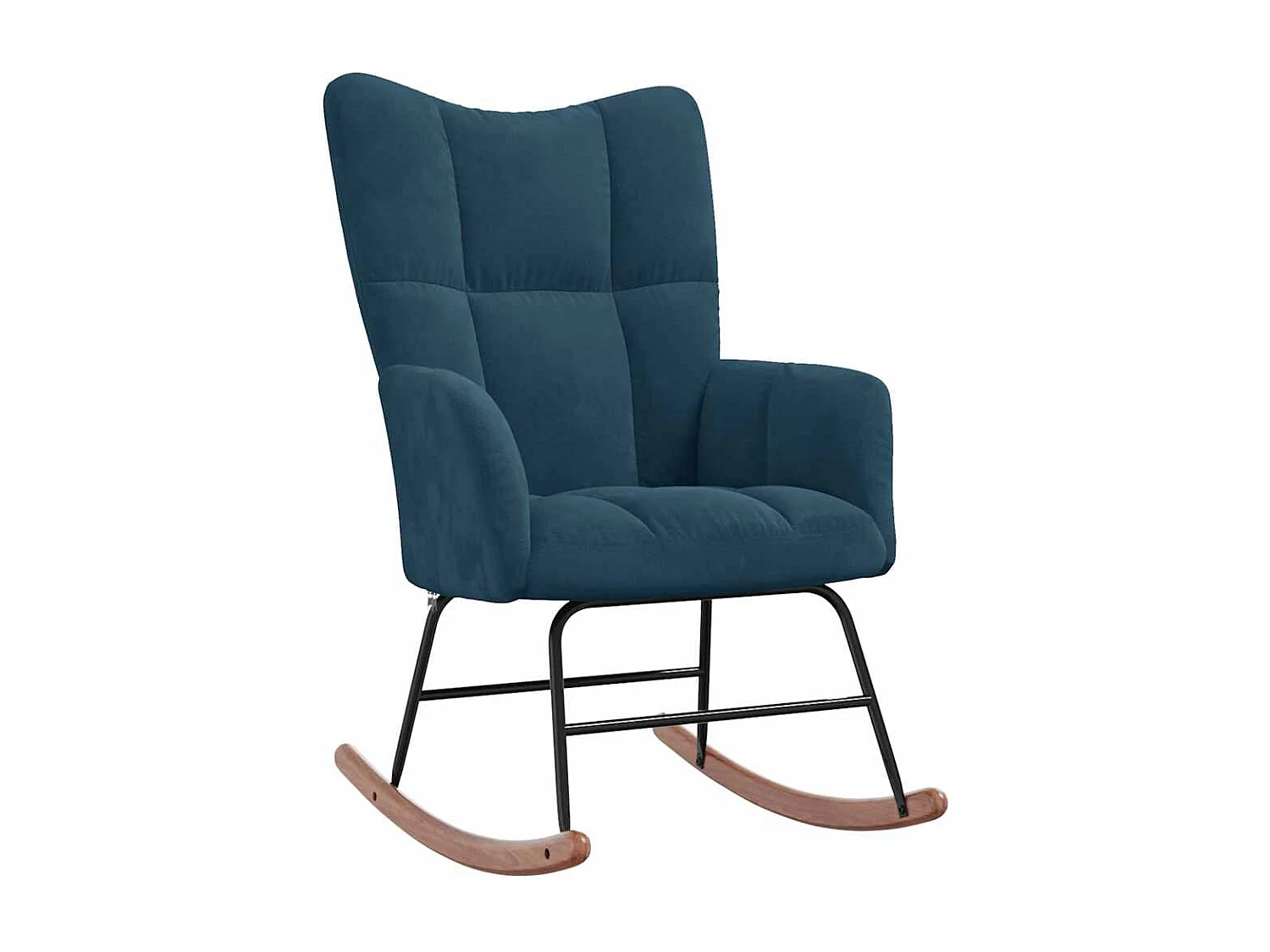 Chaise à bascule avec tabouret en velours bleu