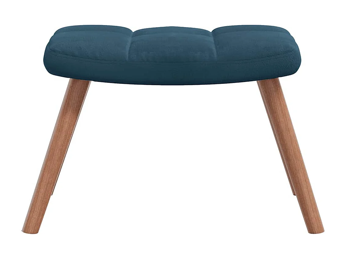 Chaise à bascule avec tabouret en velours bleu