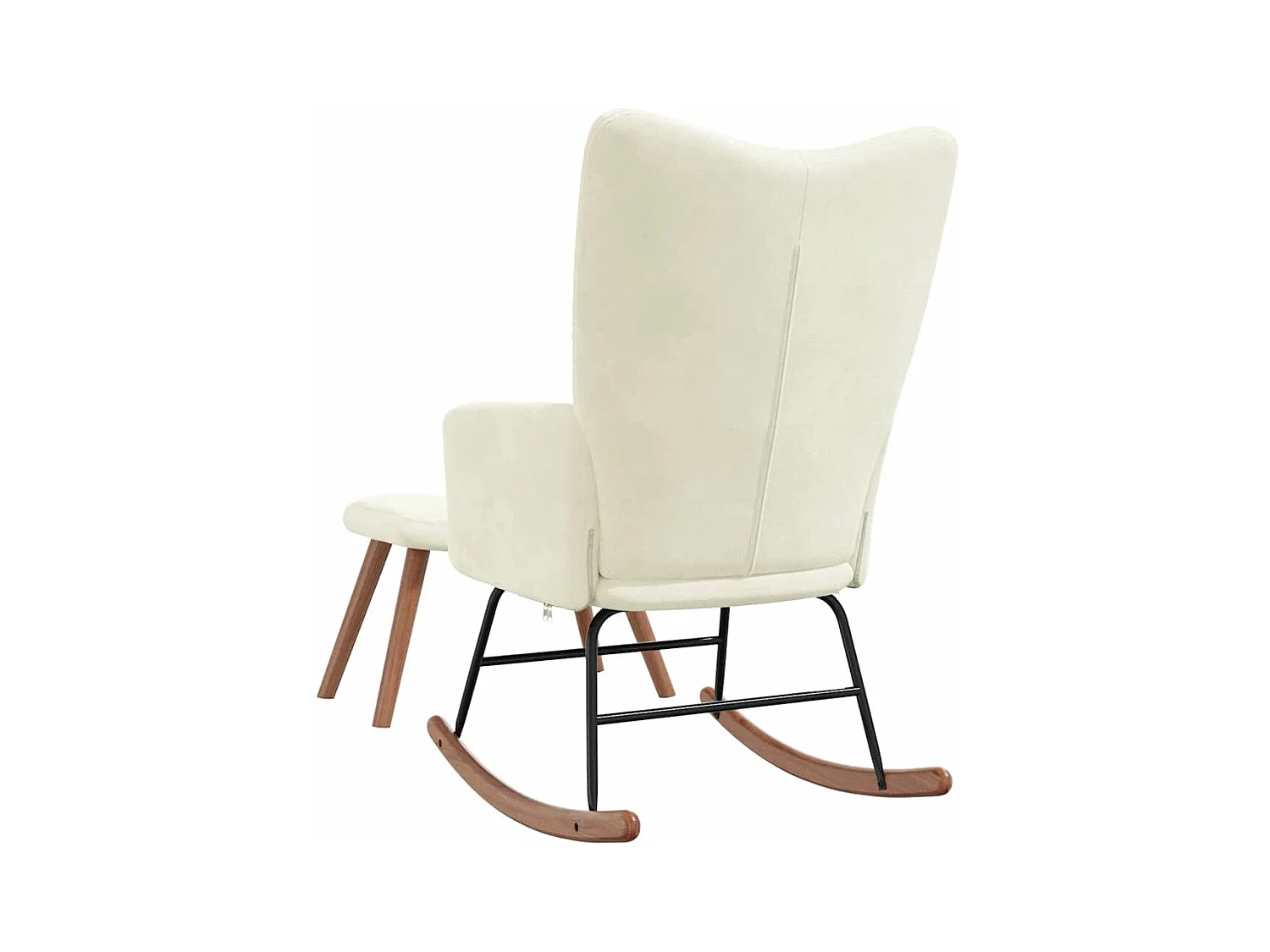 Silla mecedora con reposapiés terciopelo crema