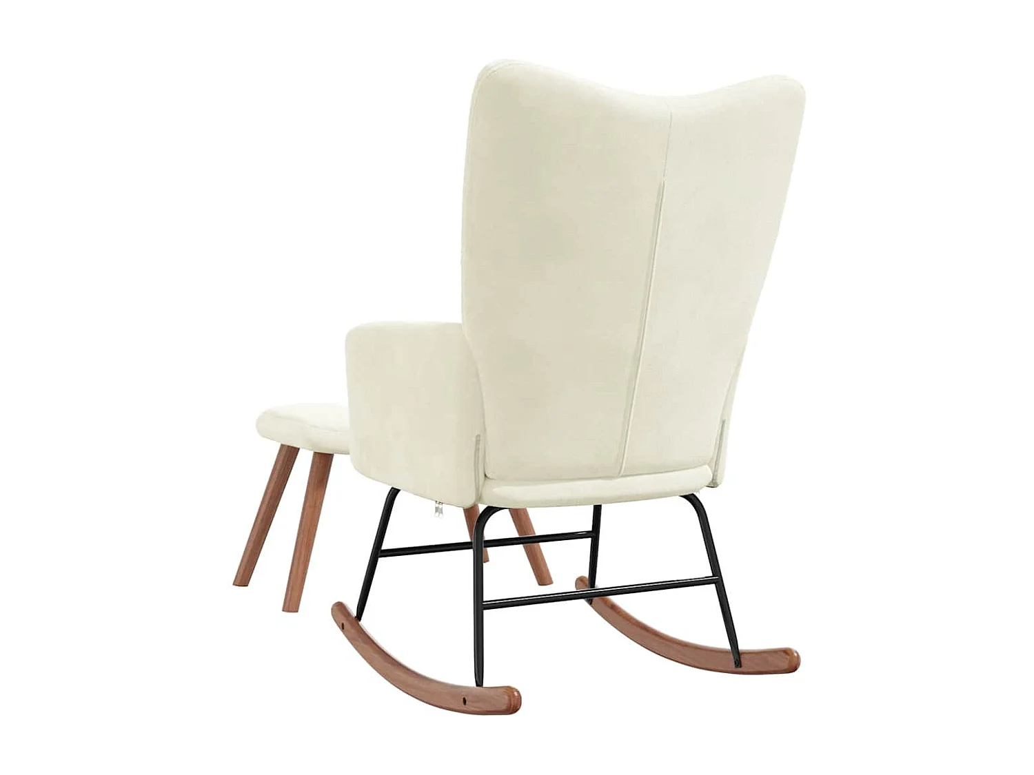 Chaise à bascule avec repose-pied Blanc crème Velours