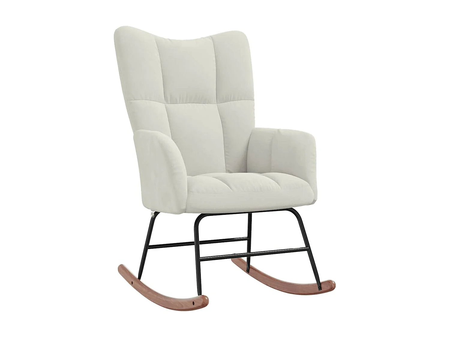 Chaise à bascule avec repose-pied Blanc crème Velours