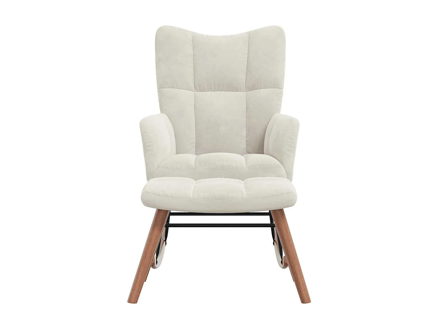 Chaise à bascule avec repose-pied Blanc crème Velours