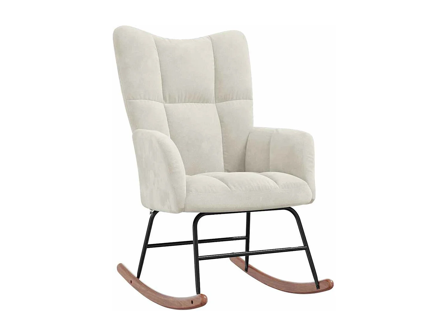 Chaise à bascule avec repose-pied Blanc crème Velours