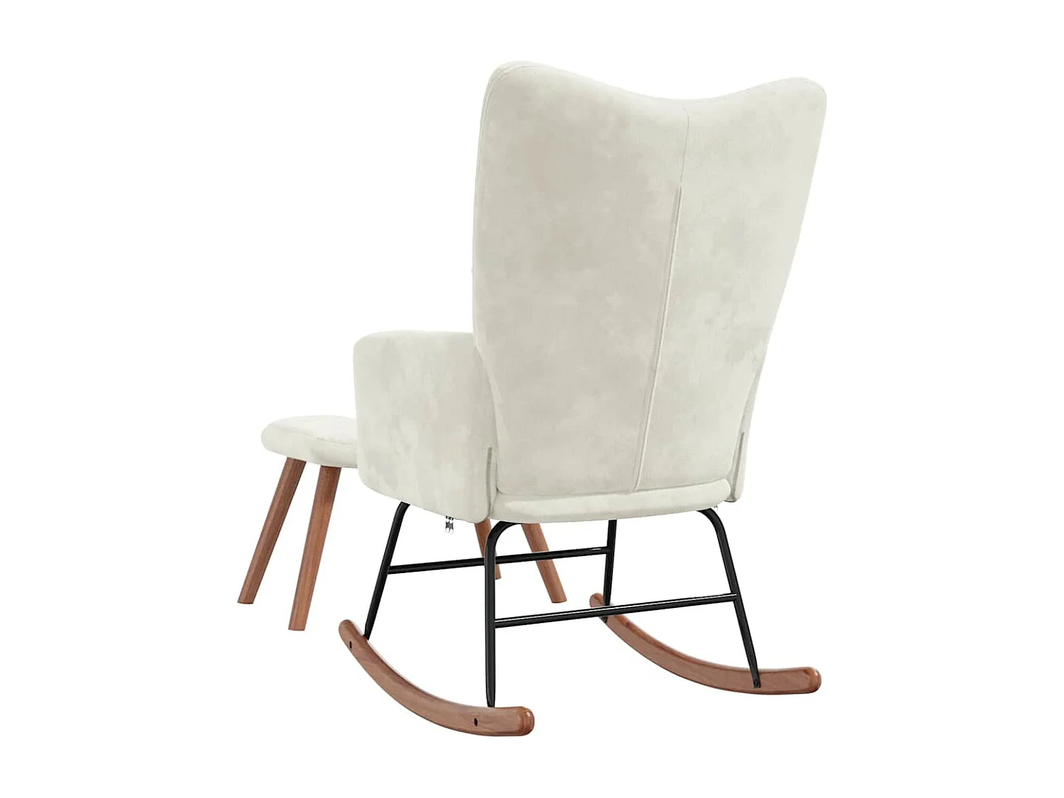 Chaise à bascule avec repose-pied Blanc crème Velours